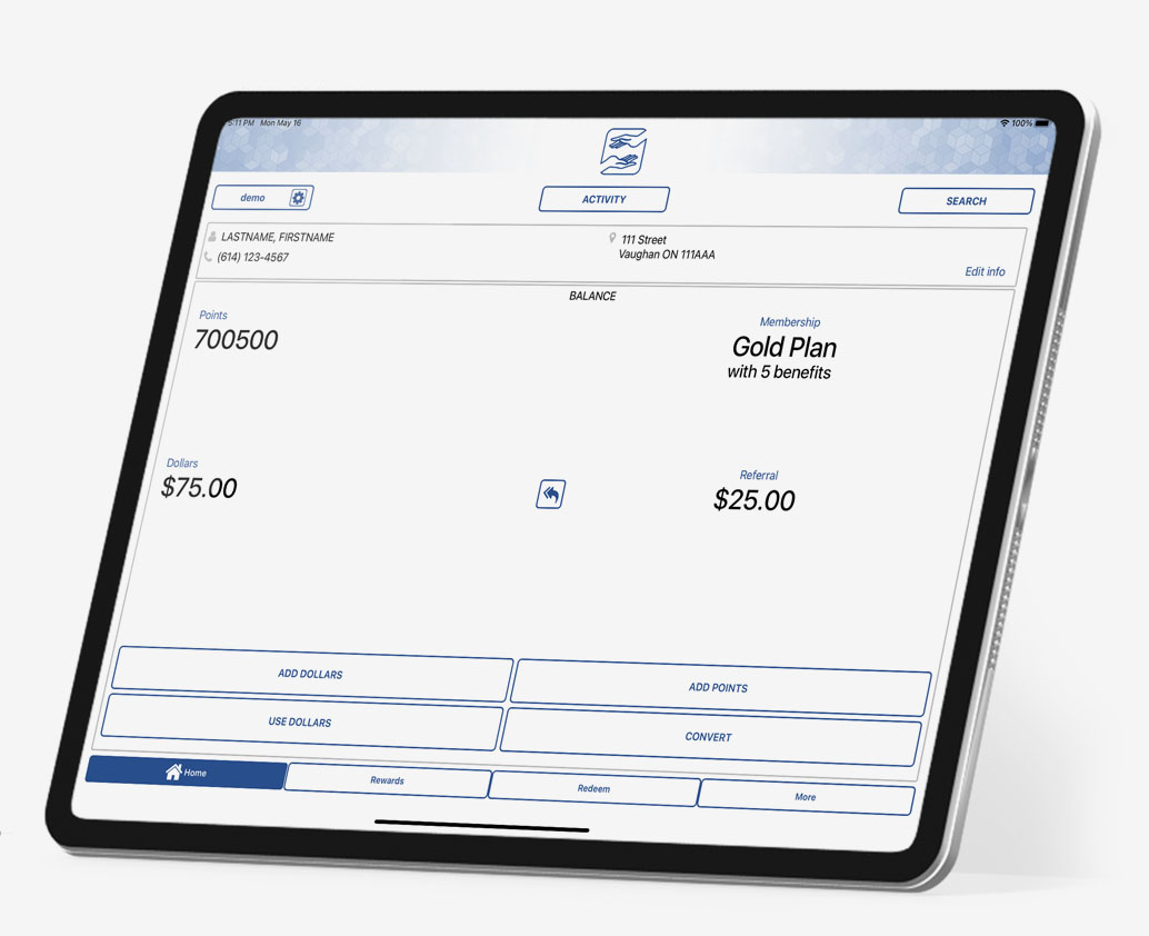 Referral and Rewards iPad
